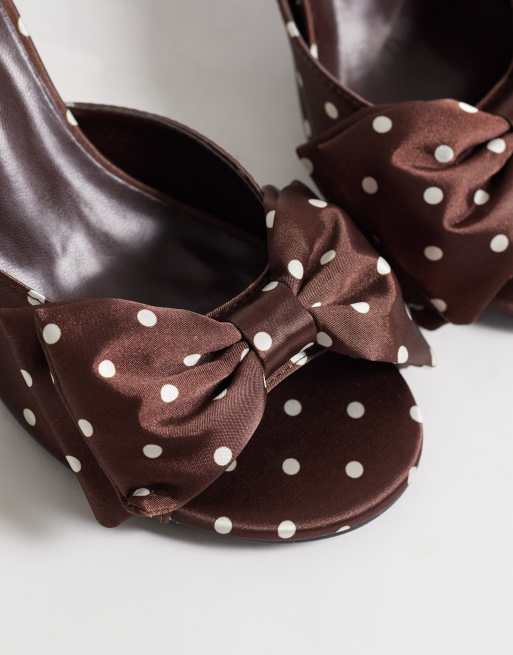 Glamorous – Bruna, prickiga sandaler i satin med rosett och öppen häl, 2 av 4