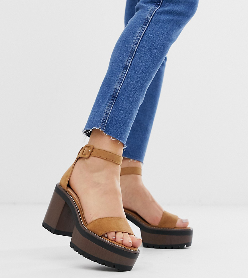 Glamorous – Bruna tvådelade sandaler med grov sula – Endast hos ASOS-Guldbrun