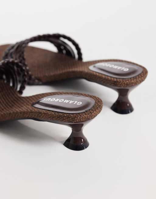 Glamorous – Bruna, vävda sandaler med taxklack, 3 av 4