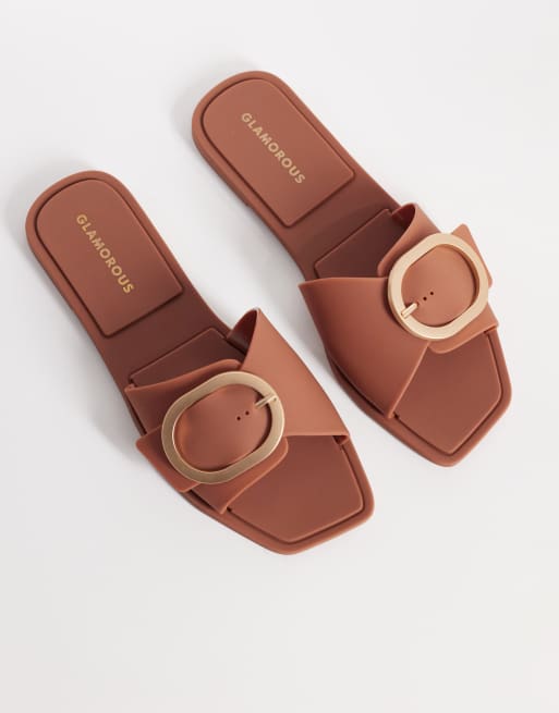 Glamorous - Brune jelly-sandaler med spænde, 2 af 4