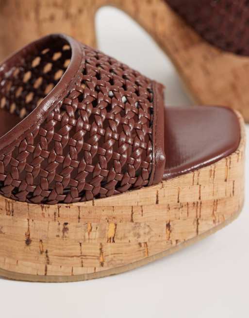 Glamorous - Brune sandaler med hæl i kork, 4 af 4