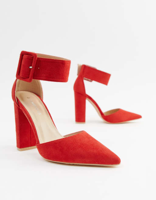 Bright red block store heels