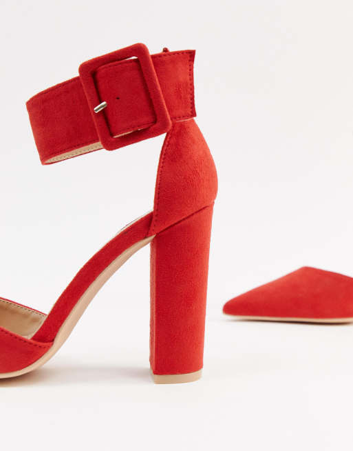 Bright red shop block heels