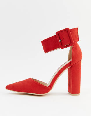 red block heel shoes