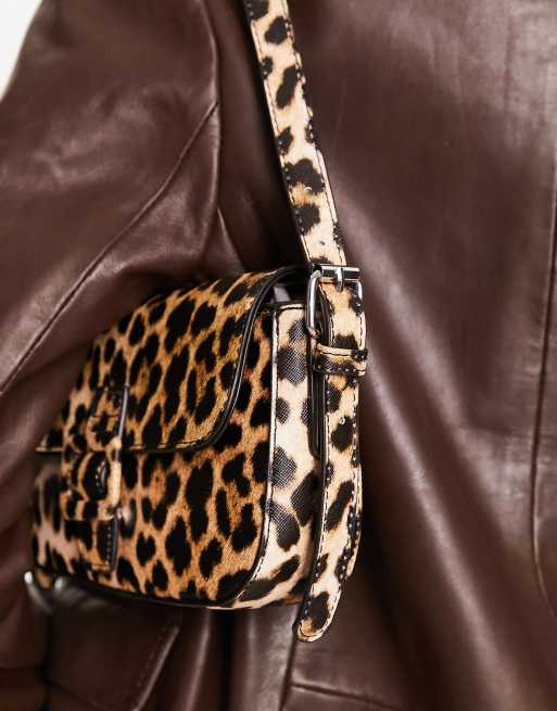 Glamorous buckle shoulder bag in leopard print