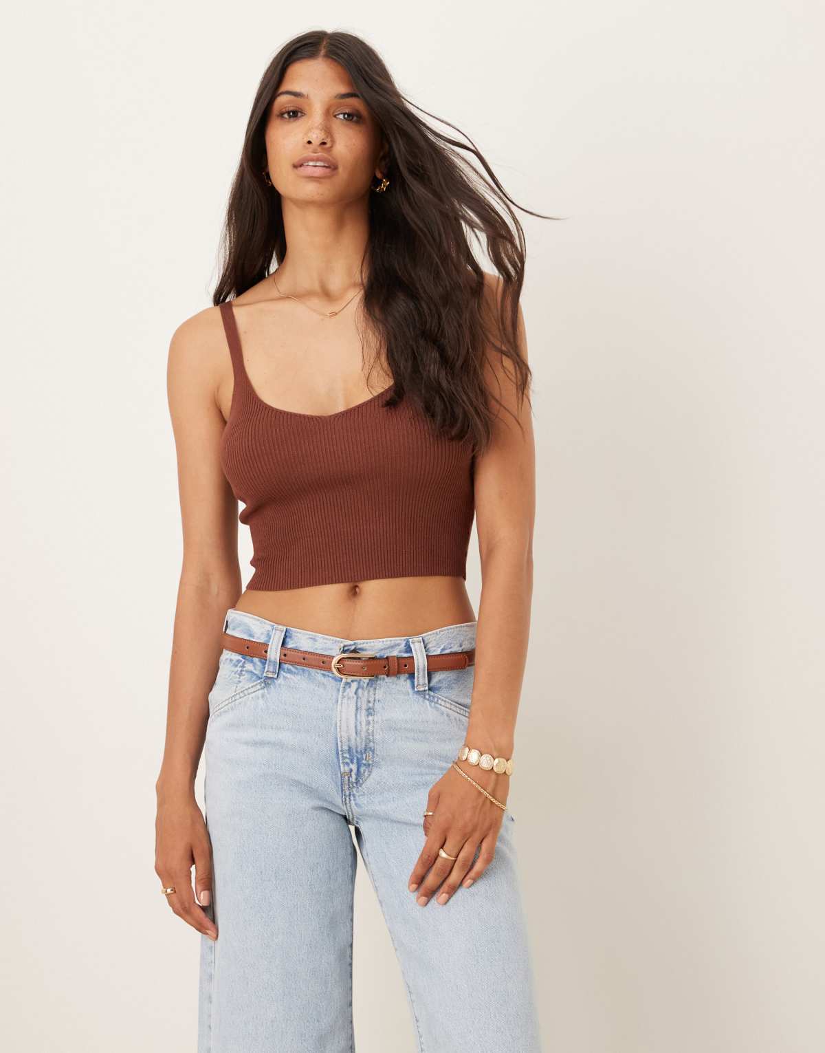 Glamorous Burgundy Knit Top in reddish brown