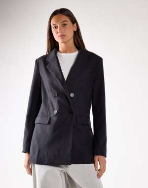 Glamorous Button detail blazer in black marl