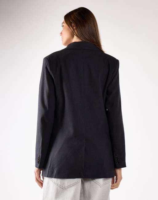 Glamorous Button detail blazer in black marl, 2 of 4