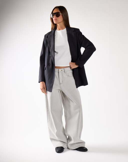 Glamorous Button detail blazer in black marl, 3 of 4