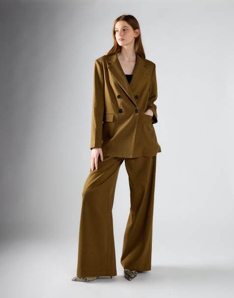 Glamorous Button detail blazer in olive brown - view 1