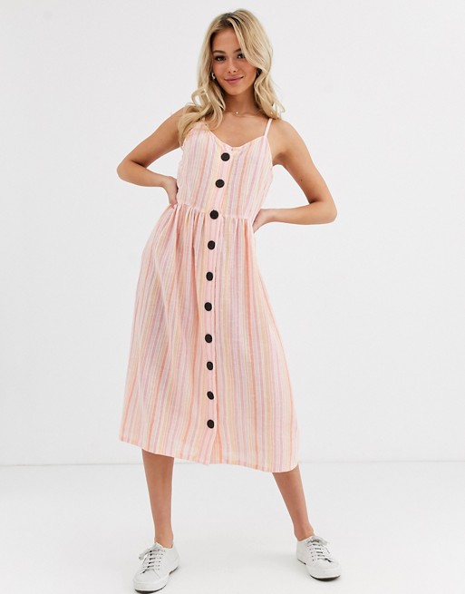 Glamorous button down midi dress in stripe