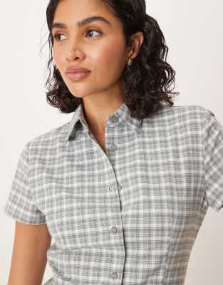 Glamorous Button Down Mini Shirt Dress With Pleats