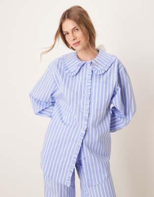 glamorous button down shirt in blue stripe - part of a set