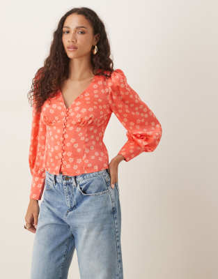 Glamorous Button Front Blouse In Pink