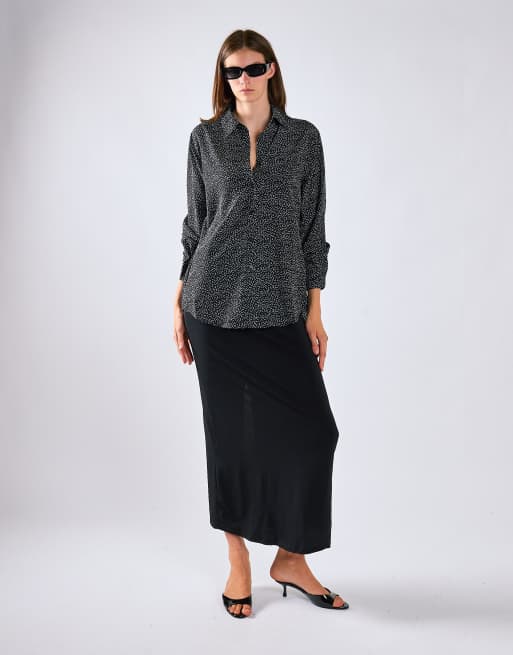 Glamorous Button-front long sleeve-top in miniature heart print, 2 of 4