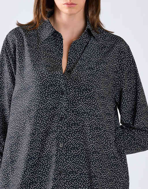 Glamorous Button-front long sleeve-top in miniature heart print, 4 of 4