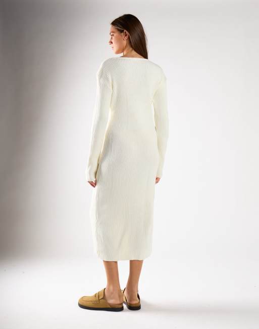 Glamorous Button front midi dress in cream, 3 of 4