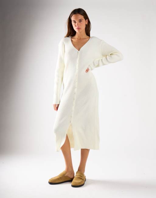 Glamorous Button front midi dress in cream, 4 of 4