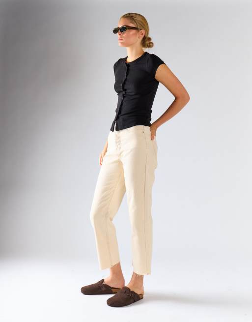 Glamorous Button front tee in black, 2 of 4