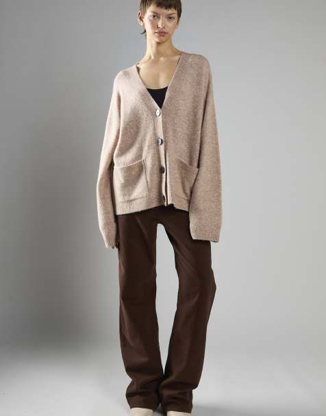Glamorous Button-front v-neck cardigan in beige marl - view 1
