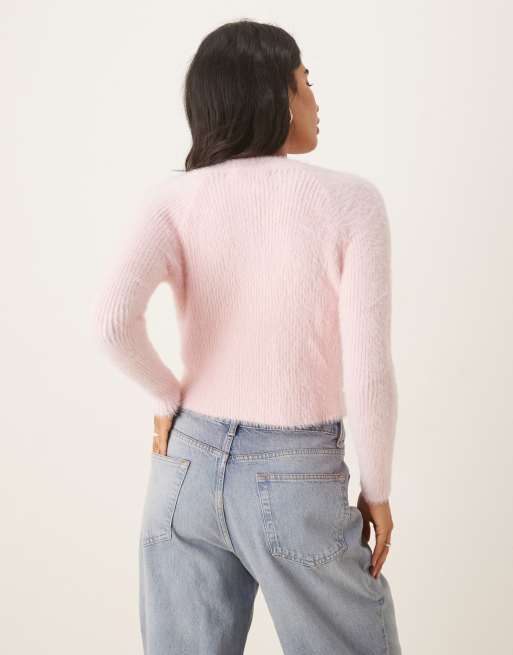 Glamorous Button up cardigan in pale pink, 3 of 4