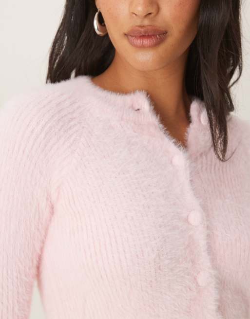 Glamorous Button up cardigan in pale pink, 4 of 4