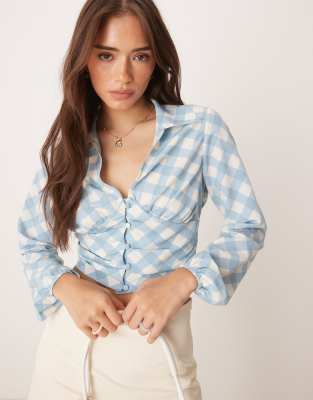 Glamorous Button up shirt in blue diagonal check - view 1
