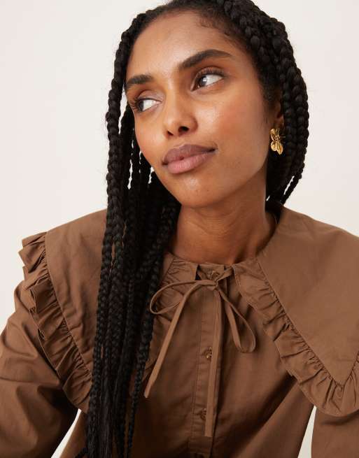 Glamorous button up smock mini dress in brown, 2 of 4