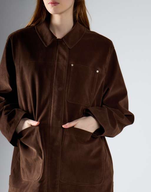 Glamorous Button-up utility jacket in chocolate brown, 3 of 4
