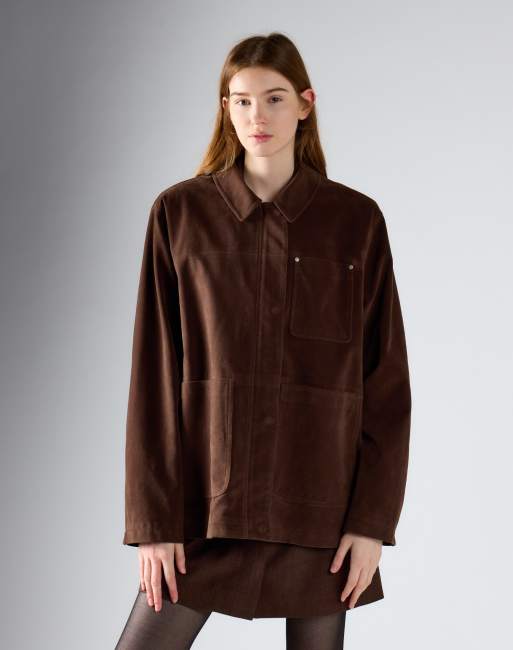 Glamorous Button-up utility jacket in chocolate brown, 4 of 4