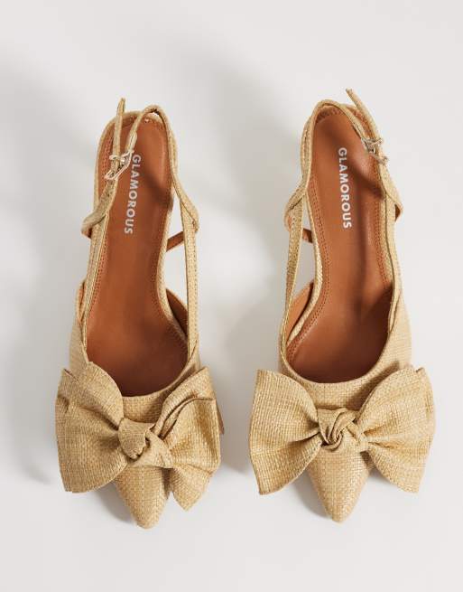 Glamorous – Buty z rafii na obcasach-kaczuszkach z kokardką, 2 z 4