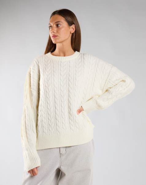 Glamorous Cable knit crew neck jumper in cream - view 1