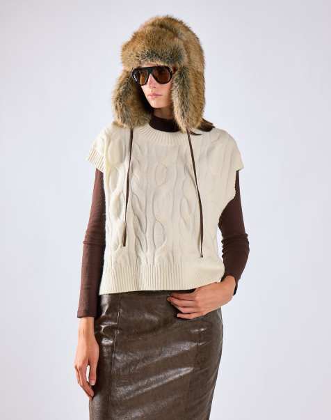 Glamorous Cable knit tank top in cream - view 1