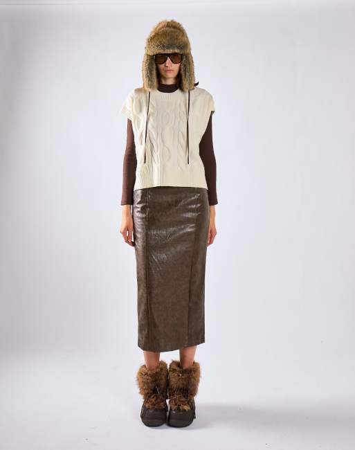 Glamorous Cable knit tank top in cream, 2 of 4