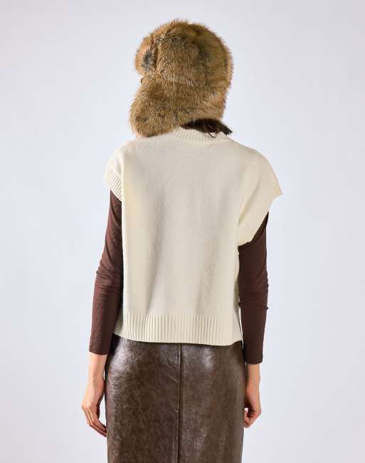 Glamorous Cable knit tank top in cream, 4 of 4