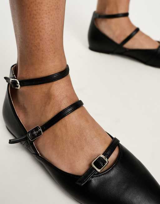 Glamorous caged ballet flats in black | ASOS