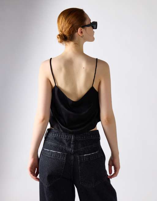 Glamorous Cami top in black satin, 2 of 4