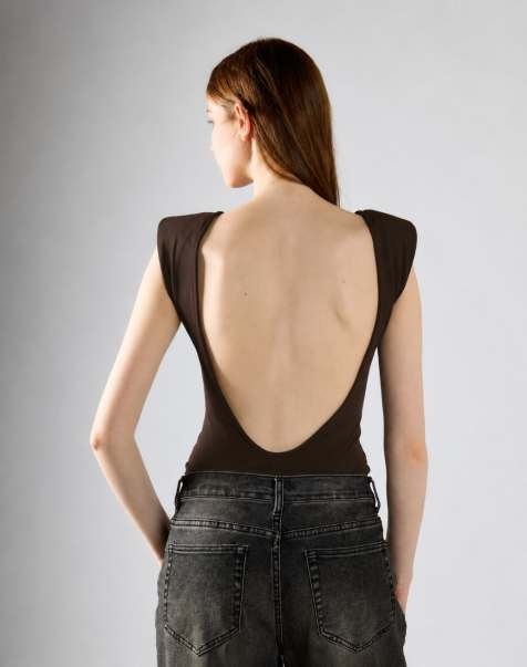 Glamorous Cap sleeve bodysuit in deep brown - view 1