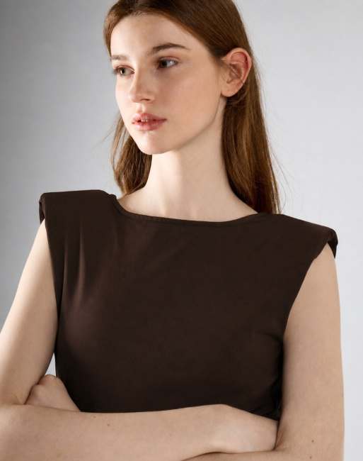 Glamorous Cap sleeve bodysuit in deep brown, 3 of 4