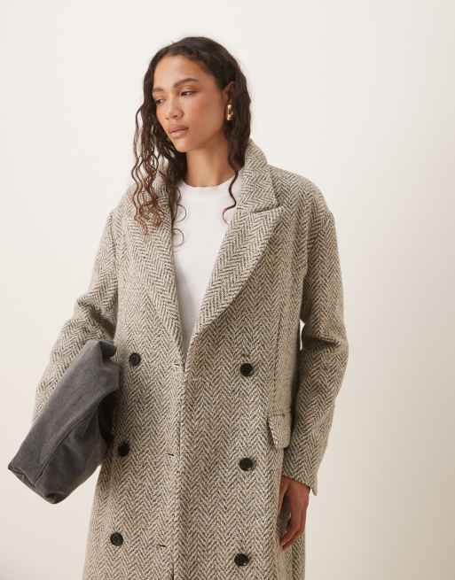Glamorous - Cappotto sartoriale oversize grigio con motivo a spina di pesce, 3 di 4
