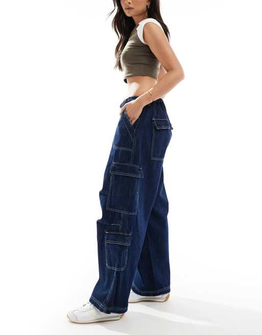Glamorous cargo jeans in indigo stonewash, 2 of 5