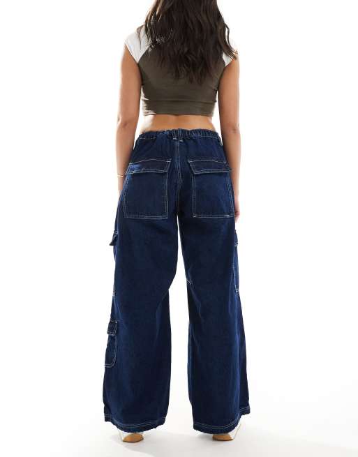 Glamorous cargo jeans in indigo stonewash, 3 of 5