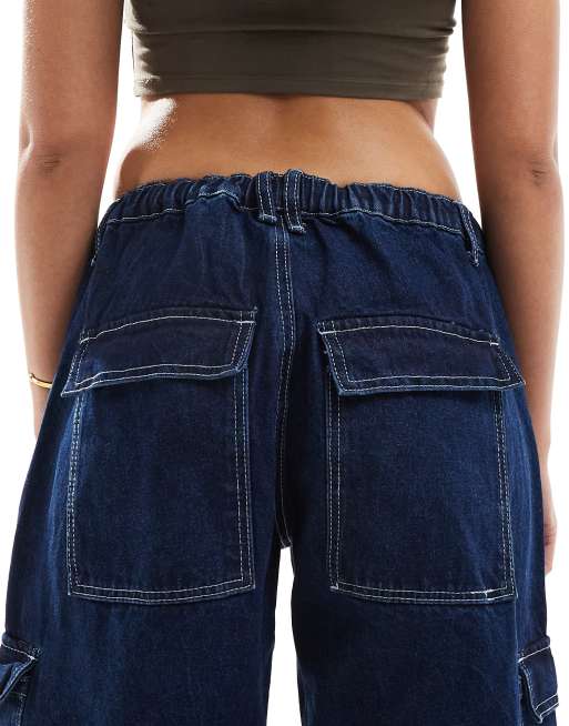 Glamorous cargo jeans in indigo stonewash, 4 of 5