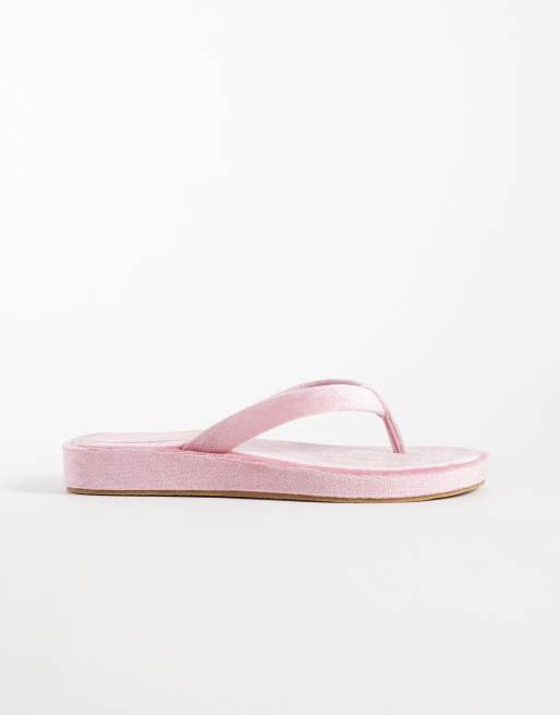 Glamorous - Chanclas rosas de terciopelo, 2 de 4