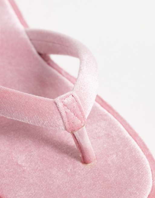 Glamorous - Chanclas rosas de terciopelo, 3 de 4