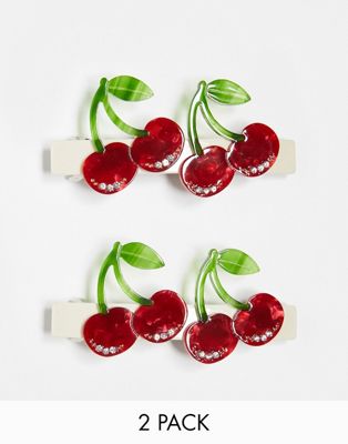 Glamorous cherry hair clip 2 pack