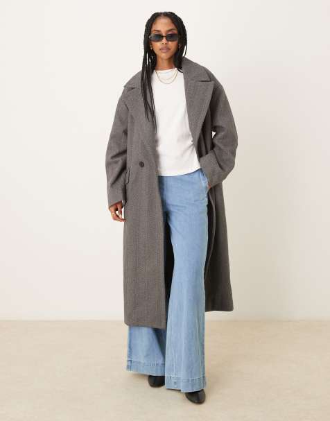 Glamorous chevron coat in charcoal - view 1