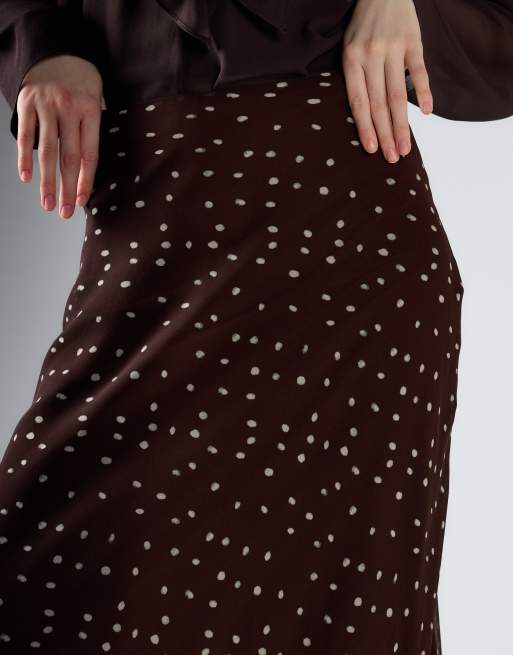 Glamorous Chiffon maxi skirt in brown cream spot, 4 of 4