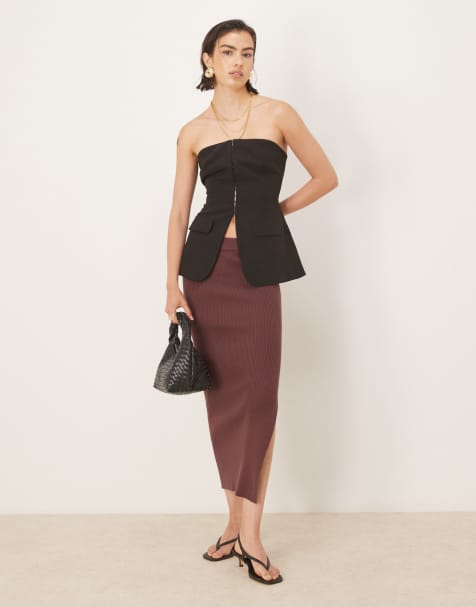 Glamorous Chocolate plum midi skirt in chocolate plum