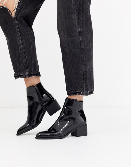 Glamorous chunky ankle boots in patent